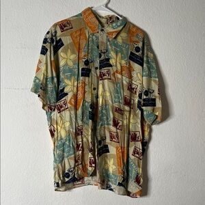 Tropical Print Casual Button Down Shirt